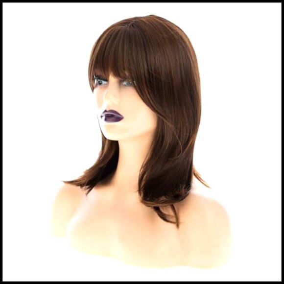 Synthetic Heat Resistant Layered Wig with Bangs Natural Straight Halloween main image 3